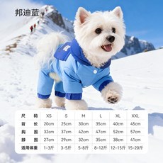 HIPIPET 狗狗羽絨服 寵物保暖四腳衣服, 藍色小熊, 1個