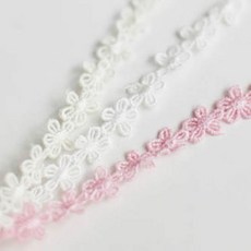 리본빌 자카드리본 10마 자수리본 레이스 스트랩 DIY 9M, 1개, M. 큐티 데이지 레이스 (핑크)