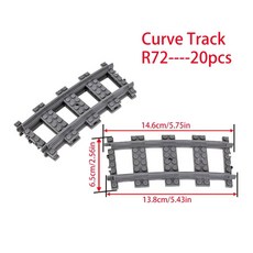 도시 벽돌 기차 건설 부품 철도 곡선 트랙 빌딩 블록 모델, 1개, 색상: 11. R72-20pcs