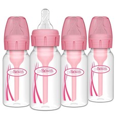 닥터브라운 옵션스 플러스 내로우넥 P단계 젖병 60ml 4팩143867, 핑크, 113.4g(4온스), 4팩