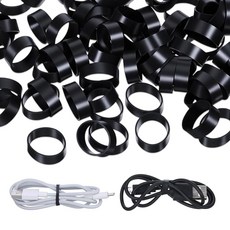 Thinp 200개 작은 두꺼운 고무 밴드 0 8인치/20mm 실리콘 케이블 타이 탄력적이고 재사용 가능한 평평한 밴드 미끄럼 방지 전선 정리용 강한 흰색, Black