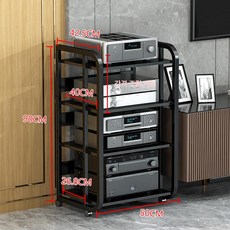 오디오 랙 이동식 스피커 장비 음향 수납장 다층 거치대, 4단 모델 A 블랙 프레임+블랙월넛, 기본 색상