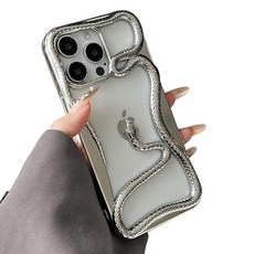 JKLASD 전기 도금 광택 할로우 실버 스네이크 폰 케이스 아이폰 11과 호환 창의적인 쿨 스네이크 패턴 충격 방지 보호 커버 여성 남성용