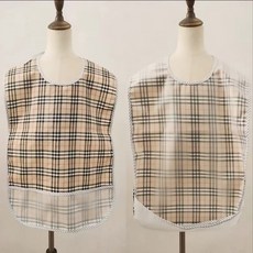 앙이네 하우스 환자용턱받이 성인용 방수 어른 엄마 어르신 노인 턱받이 앞치마, 1개, 블랙체크