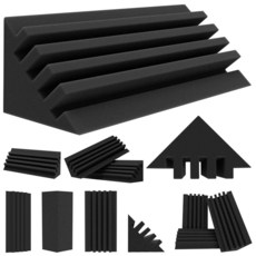 TroyStudio 베이스 트랩 - 12피스 10.2 x 30.5cm(4 4 12인치) 고밀도 두꺼운 스튜디오 폼 코너 에코 리버브를 흡수하는 음향 처리 패널 음악실 홈 녹