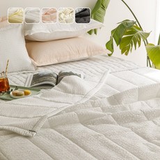 [국산] 리빙캐슬 여름 아이스크림 시어서커 누비 차렵 이불, 누비이불 + 패드 + 베개커버, 화이트