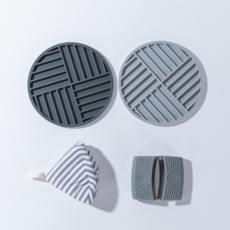 Poplar Tree 단열 주방 용품 세트 (냄비 뚜껑 모자*1 손잡이 장갑*2 냄비받침*2), 02-줄무늬, 5개