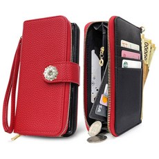 外部拉鍊 Ruigale 鑽石配件腕帶錢包式手機殼