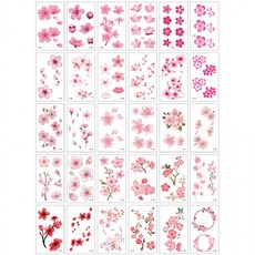 작은 미니 꽃무늬 레터링 타투스티커, 1개, 벚꽃