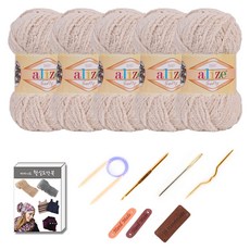 마마니트 벨루토실 5볼 목도리 DIY 세트, 1세트, 라이트베이지