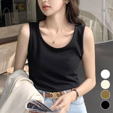 루즈핏 와플 민소매 티셔츠 ELC-9029 티숙 끈나시 나시 기본 골지 여성 후드