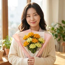 제너럴케이 모루 꽃다발 카네이션 만들기 세트 (10송이구성), 1세트, 옐로우&라이트옐로우