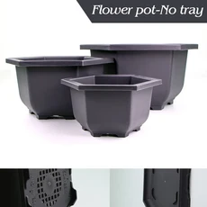 1PCS 3 크기 육각형 모조 보라색 식물 냄비 정원 꽃 즙이 많은 성장 가꾸기 트레이 실내 분재, 01 M-1PCS, 02 Flower pot-no tray, 1개