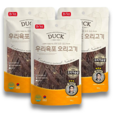 국내산 우리육포 강아지 간식, 오리가슴살, 100g, 3개