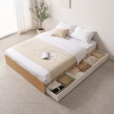 바로방가구 뉴비 무헤드 벙커 빅서랍 수납 침대 프레임 SSQ, 오크화이트