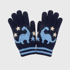 恐龍造型兒童保暖手套 雙層加厚針織手套 冬季防寒 適合5-12歲兒童 柔軟高彈性