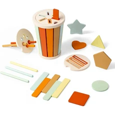 몬테소리 색상 정렬 하는 장난감 나무 모양 인식 어린이 수학 학습 교육 유아 파인 모터 선물, [01] Macaron