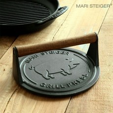 이크 누름판 그릴 압력판 무쇠 버거 직사각형 고기 프레스, H. 0cm 원형 고기 압착판