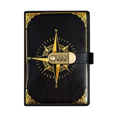 잠금 A5 레트로 북유럽 비밀 다이어리 노트, 검정