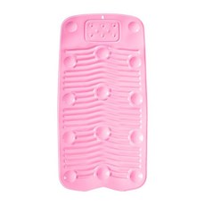 防滑膠質洗衣板，吸盤防滑設計，家用便攜式塑料搓衣板，輕鬆洗衣好幫手, 實色粉-大吸盤（50*25cm）, 1個