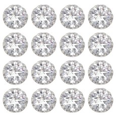 16개 황동 투명 큐빅 지르코니아 커프링크스 커프 버튼 플랫 라운드 1홀 플래티넘 11~12x9mm 구멍: 2mm, 은색