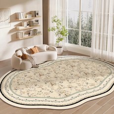 Radearl 프렌치 레트로 무드 비정형 워셔블 카페트 부드러운 빈티지 거실 러그