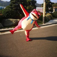 개구리탈 쇼츠 틱톡 인형탈 축제 개구리옷, 빨간색 아동용 135-148 팬2개+보조배터리, 1개