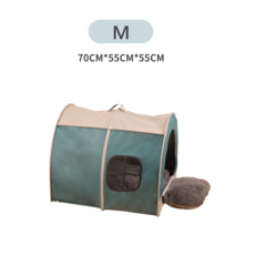 寵物多功能帳篷 透氣/大空間/四季通用 M號 (70cm*55cm*55cm), 綠灰撞色M