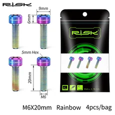 자전거정비위험 4PCS M6x16 M6x20mm 티타늄 자전거 디스크 브레이크 클램프 캘리퍼스 볼트 MTB 산악 도로, 08 M6x16mm-Titanium