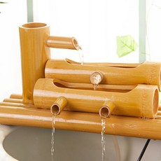 竹子流水器 循環水造景擺件 天然竹製設計