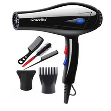 220V EU 플러그 1800W 뜨겁고 차가운 바람 헤어 드라이어 블로우 건조기 가정용 스타일링 도구, 5 gifts 220v