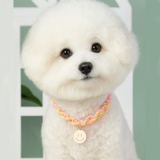 하니펫 강아지 고양이 예쁜 스마일 매듭 목걸이, 1개, 핑크