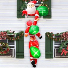8英尺充氣聖誕老人攀爬戶外裝飾品 帶LED燈聖誕充氣庭院裝飾, 1個