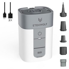풍선용 ETENWOLF AIR 5 에어 펌프 5200mAh 휴대용 전기 4배속 빠른 인플레이터 디플레이터 4 5kPa 720L/ n 수영장 매트리스 진공 보관 가방 캠핑용, 화이트