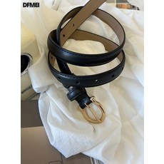 DFMEI 小皮帶簡約百搭細腰帶黑色高級感裝飾褲帶學生女士