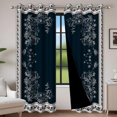 Baocicco 깃털 프린트 커튼 160cm(63인치) 침실 거실 방 다이닝 룸 퍼플 창문 드레이프 2 패널 세트 53.3cm x 길이 160cm(21x63인치)