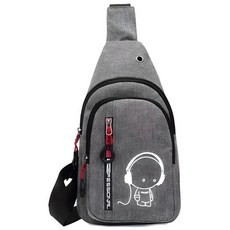 AZMON 야광 미니 슬링백, 32cm x 18cm x 5cm, 그레이