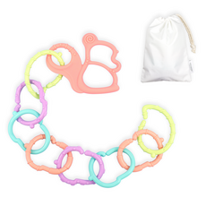 꼬꼬노리 국산 열탕소독 가능 도토링 고리 치발기 세트, 블라썸핑크, 1개