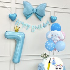 연지마켓 쿠로미 마이멜로디 키티 시나모롤 산리오 생일풍선 파티세트, 시나모롤 블루세트 7