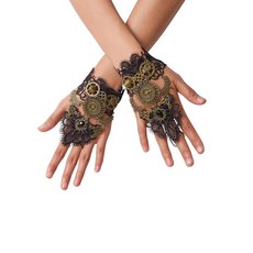 Sacina 블랙 플로럴 핑거리스 장갑 빅토리안 스팀펑크 손목 밴드 여성용 고딕 빈티지 액세서리 284294, Sacina 블랙 플로럴 핑거리스 장갑, 빅토리안 스팀