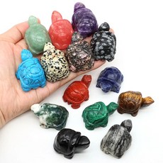 거북이 치유 크리스탈 자수정 석영 동물 입상 미네랄 공예 홈 장식 1. Malachite Turquoise, B. 5PCS, 34. Cherry Quartz