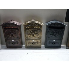 *︵House傢飾︵* 鑄鋁信箱 - 牡丹 【限量新款], 1個, 墨綠色
