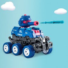 特技四驅越野車 可變形坦克發射炮彈兒童玩具, 568 - 1 可發射碰撞變形坦克 深藍, 1個
