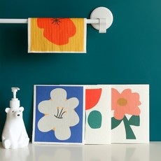 주방 아트 행주 주방행주 플라워행주 카페행주 셀룰로오스 빠른건조 빨아쓰는 행주, 02.분홍 꽃, 1개