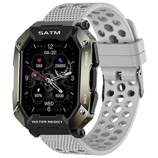 AMZTIM C20 밴드와 호환되는 램쇼 실리콘 교체 손목밴드 스포츠 스트랩 금속 버클 포함 코스펫 탱크 M1 프로/AMZTIM C20 1.71" 밀리터리 스포츠 스마트 워치/슬, 회색