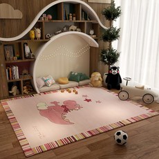 어린이방 거실 침실 미끄럼방지 캐릭터 바닥매트 독서 게임 놀이, 1개, 핑크 드림 공룡 스타