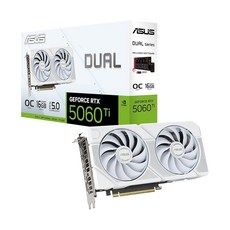 ASUS 듀얼 NVIDIA 지포스 RTX 5060 Ti 16GB GDDR7 OC 에디션 그래픽 카드 (PCIe 5.0 DLSS 4 HDMI 2.1b 디스플레이 포트 2., RTX5060Ti|OC|16GB, Dual|White