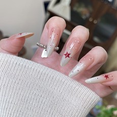 穿戴甲甲片高級感手工法式豹紋貓眼美甲片女士預製假指甲, 1個, BY2017星月神話:手工甲S碼#10片/袋