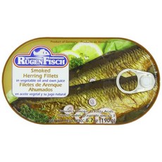 뤼겐피쉬 훈제 청어 필레 식물성 기름 6.7온스 RügenFisch Smoked Herring Fillets in Vegetable Oil 6.7 Ounce, 6.7온스(1팩), 1개