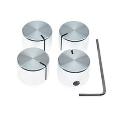 20mm 블랙 표시선 기타 앰프용 알루미늄 전위차계 노브 4팩, Silver with Indicator Line